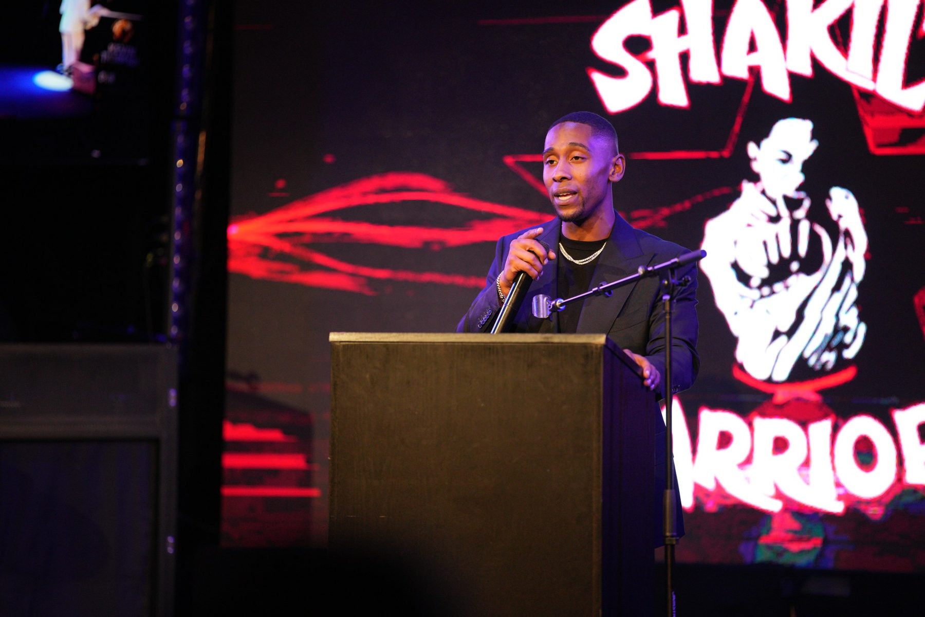 At the podium, Founder's Gala